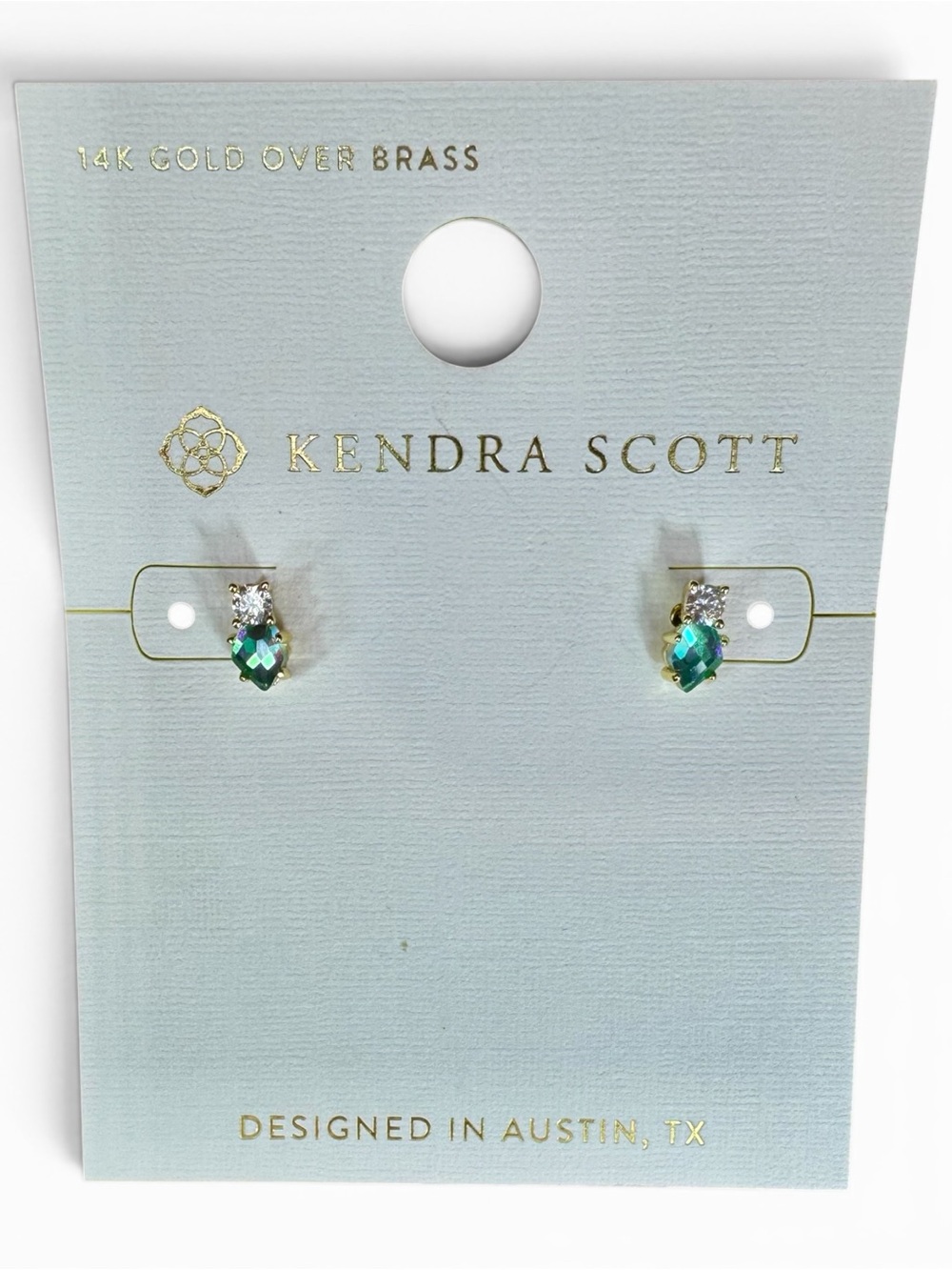 ✨Kendra Scott✨Jensen Birthstone Stud
Earrings - Gold/Teal Dichroic Glass